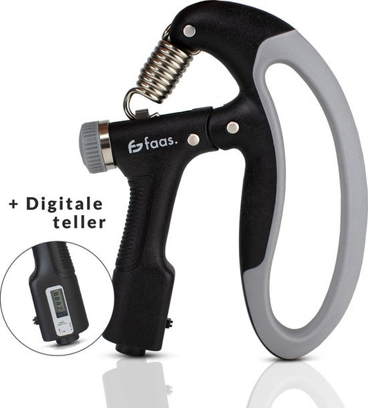 Verstellbarer Handtrainer - 10 bis 100 KG - Digitaler Zähler - Hand Squeeze Fitness - Finger / Unterarm - Grip Trainer - Schwarz