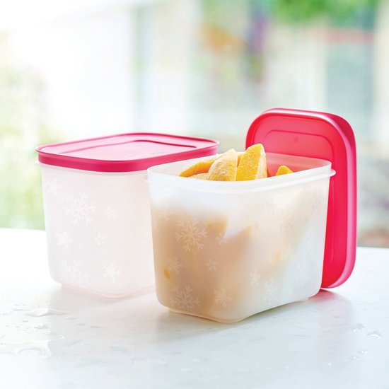 Tupperware Freezer Mates, 2er-Set – Tiefkühlboxen-Set – Lebensmittelbehälter für den Gefrierschrank – BPA-frei – 2 x 1,1 Liter – Rosa