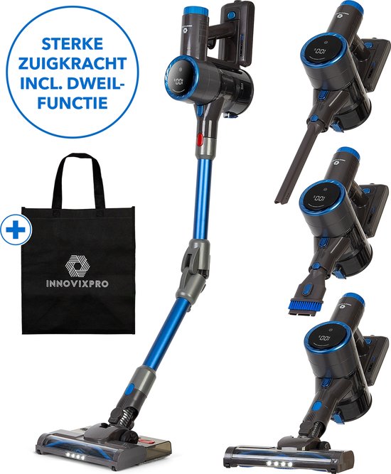 Innovixpro® Stabstaubsauger Cordless - Leistungsstarker 30KPa - Mit Wischfunktion - Beutellos - Akkubetrieben - Inkl. Extra Aufsätze & Aufbewahrungsbeutel - HEPA Filter - Multifunktional