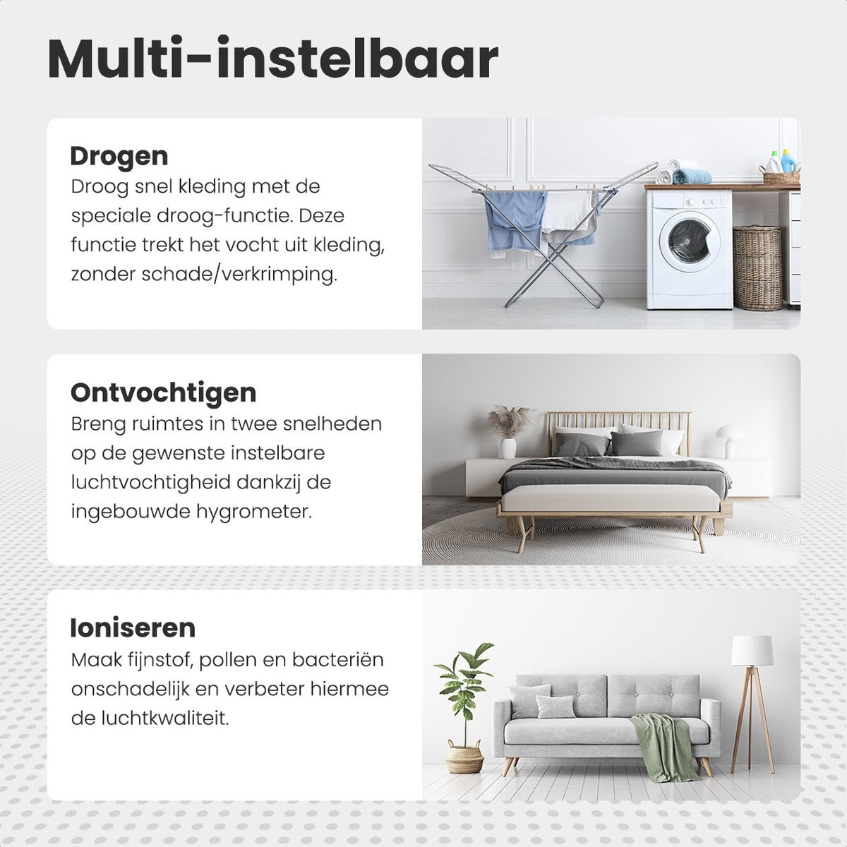 Auronic - Luftentfeuchter und Luftreiniger - Entfeuchtet 20 l pro Tag - Wash-Dry-Funktion - Weiß
