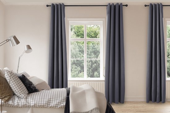 LIFA LIVING Vorhang – Grau – Verdunkelnd & schalldämmend – Vorhänge mit Ringen – 100 % Polyester – 150 x 250 cm – 1 Stück