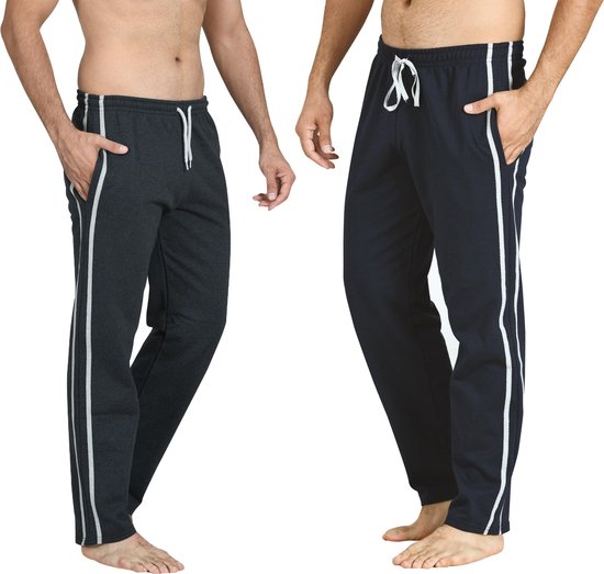 Pierre Calvini - Herren Jogginghose - 2er Pack - Marine Anthrazit - M - Herren Schlafanzug - Herren Jogginghose mit geradem Bein - Herren Trainingshose - Herren Hausanzug