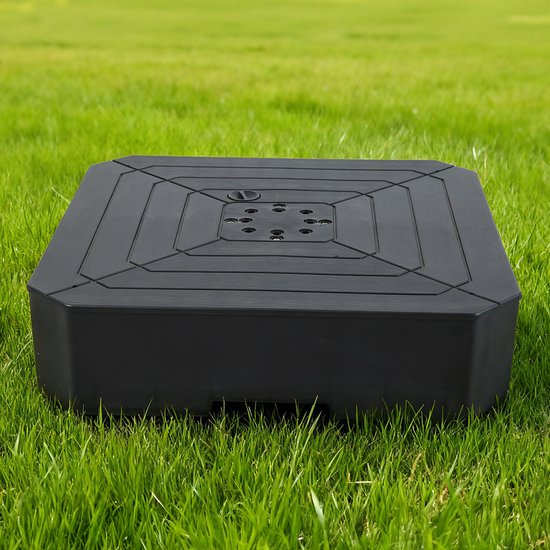 AXI Sonnenschirmständer, befüllbar – Schwarz – 82 x 82 x 19 cm – Mit 2 Rädern – Mit Tragegriff – Für Schwebeschirme bis zu 3 x 3 m oder mit einem Durchmesser von 3 m – HDPE-Kunststoff – Befüllbar mit 115 Litern Wasser