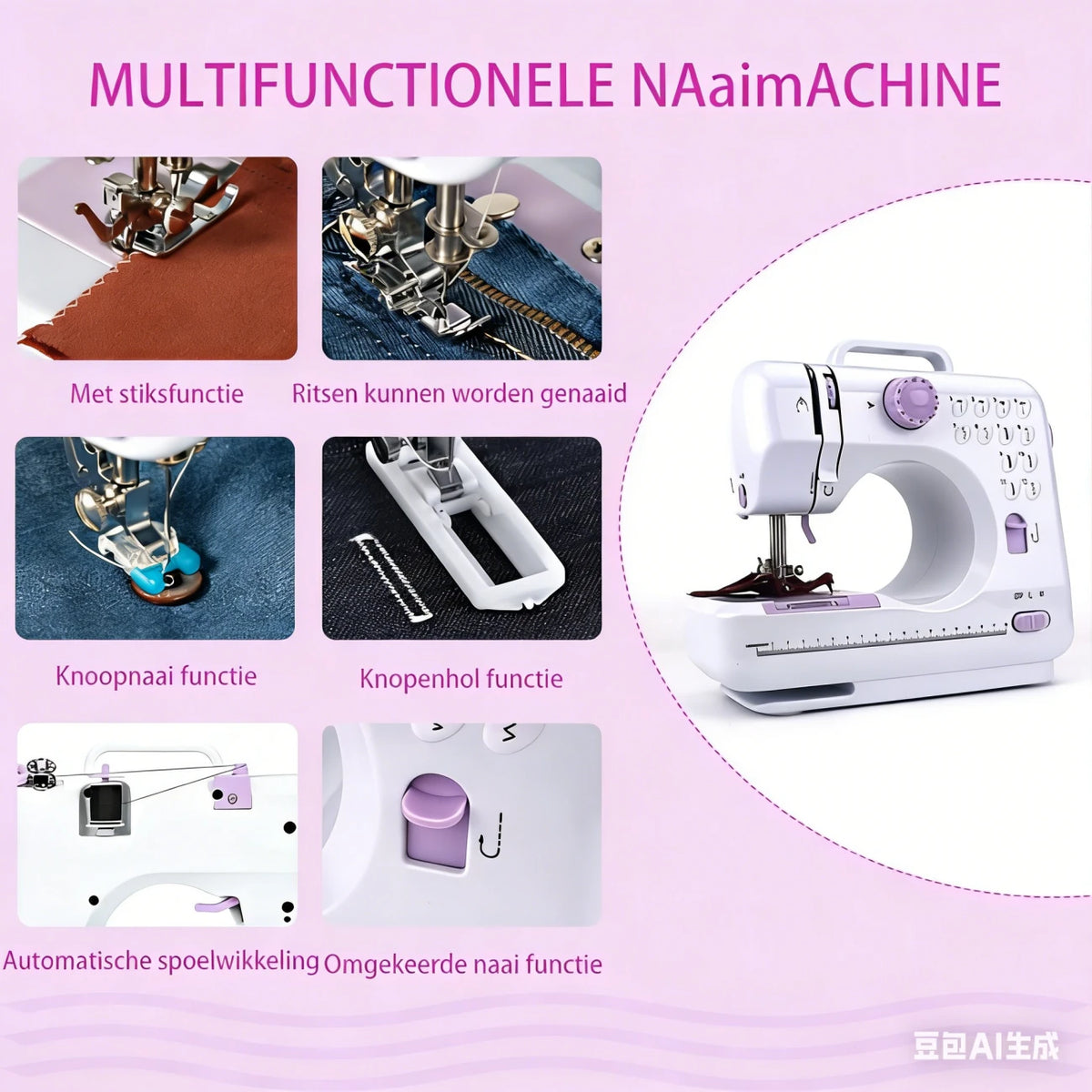IAGREEA Mini-Nähmaschine für zu Hause für Anfänger – kleine Nähmaschinen mit Rückwärtsnähfunktion