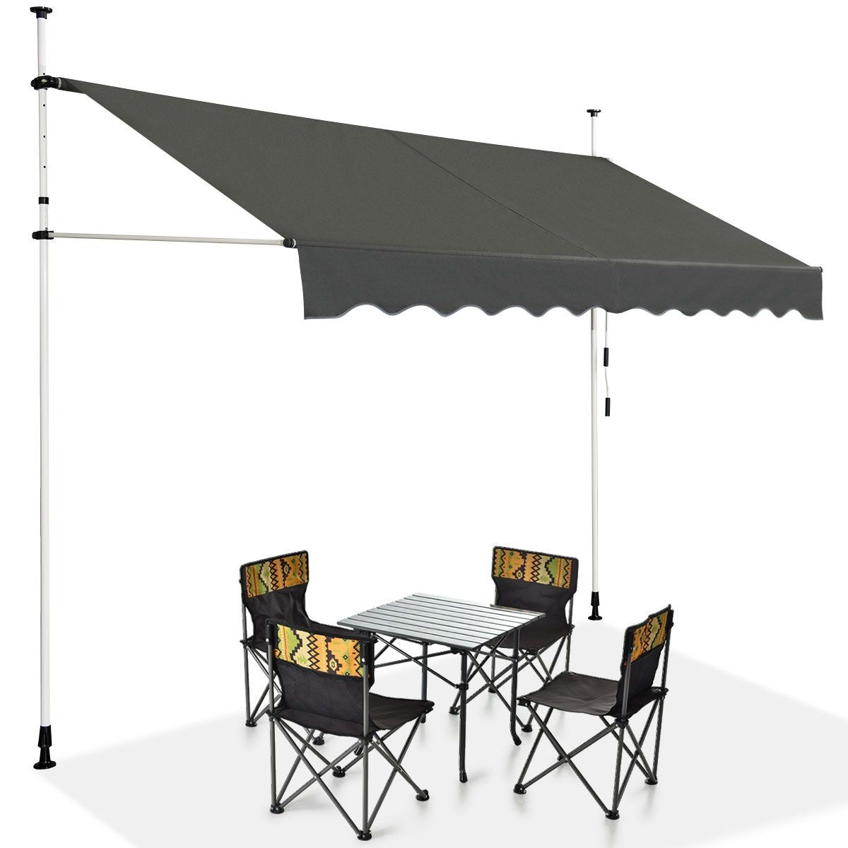 Coast Teleskopmarkise Sonnenschutz Höhenverstellbare wasserdichte Markise 300 x 120 cm Grau