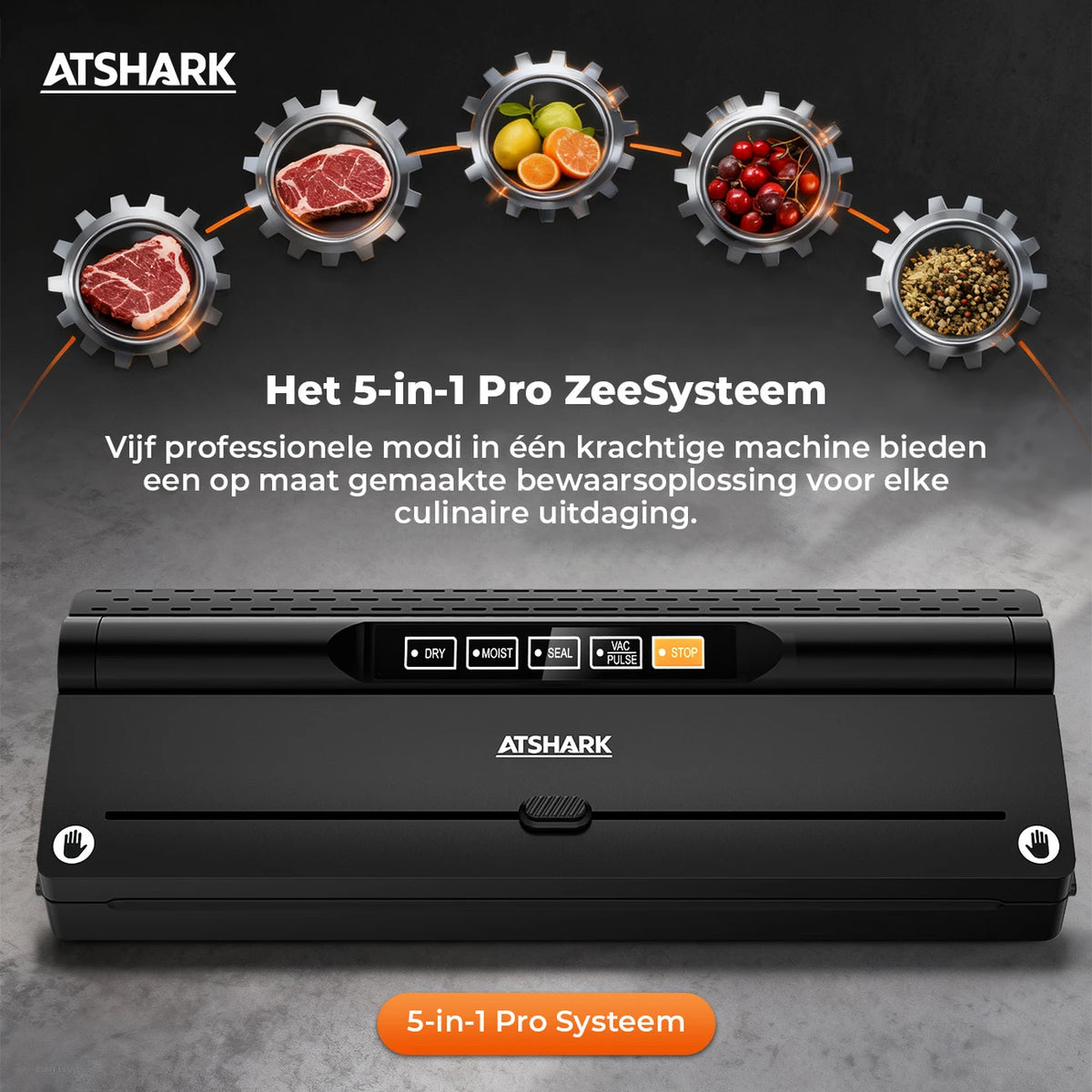 Atshark Vakuumiergerät VS6615H – 5-in-1 – 40 Vakuumbeutel – Kompakt