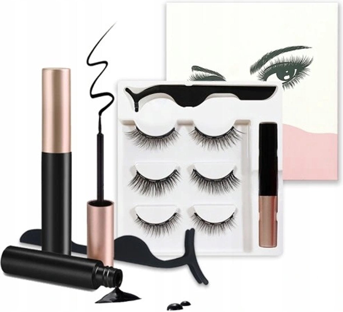Magnetische Wimpern - Eyeliner & Pinzette - Wimpern Extension - 3 Paar Nepwimpers - Lashes Set - Rheme