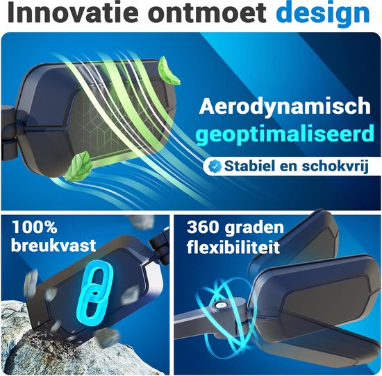 NEXTCOVER® Fahrradspiegel e-bike links und rechts SET mit ProVision Echtglas - Lenker montierter Fahrradspiegel - Fahrradspiegel ebike, Rückspiegel Fahrrad und e-bike