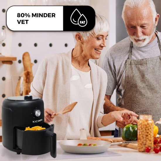 Kicinn Airfryer - Airfryer XL - Heißluftfritteuse - 3 Liter - 1000 Watt - Schwarz