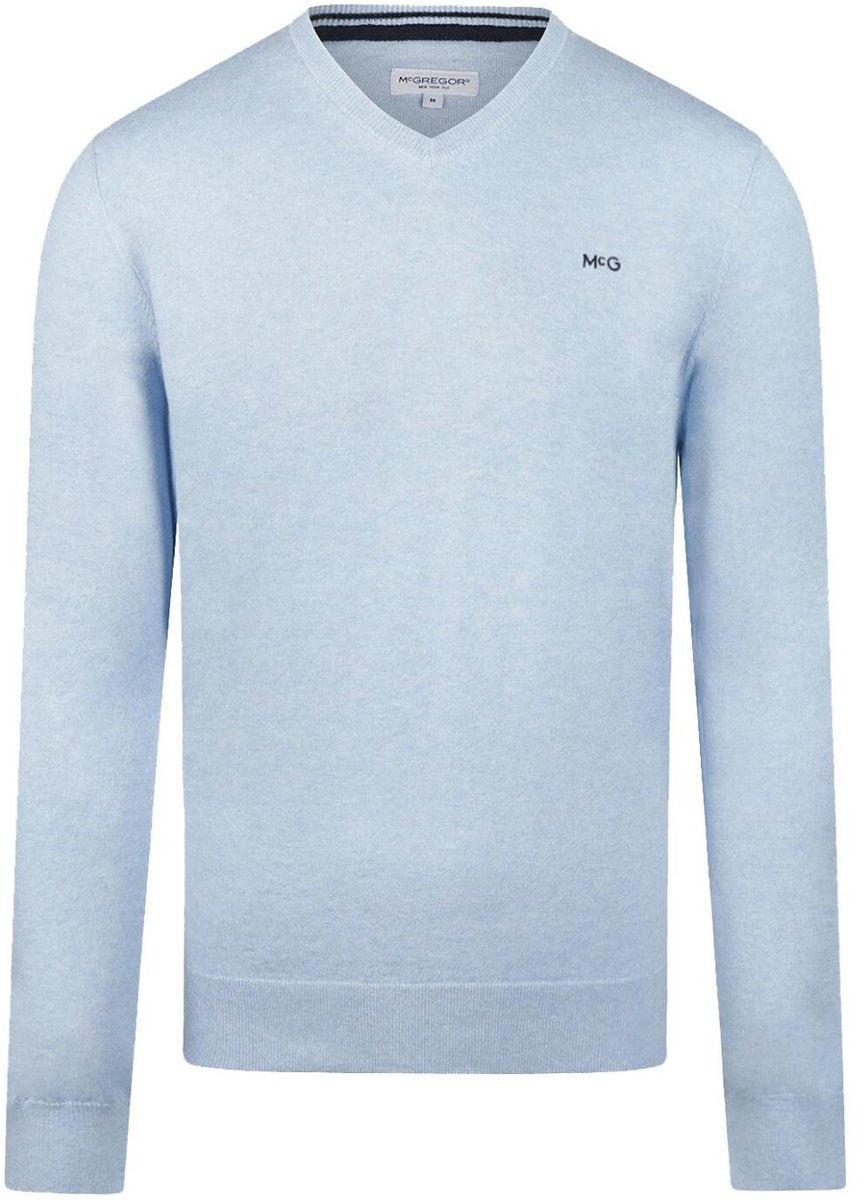McGregor 12G Pullover mit V-Ausschnitt – Hellblau – Größe S