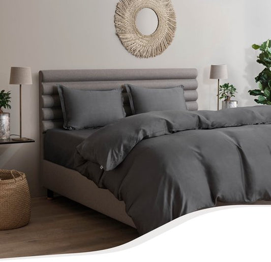 Home by TEMPUR - Bettbezug - 140x200 cm - Anthrazit & Bambusfasern - Seidenweich & bügelfrei - Schlafzimmer & Komfort - Natürliche Temperaturregelung