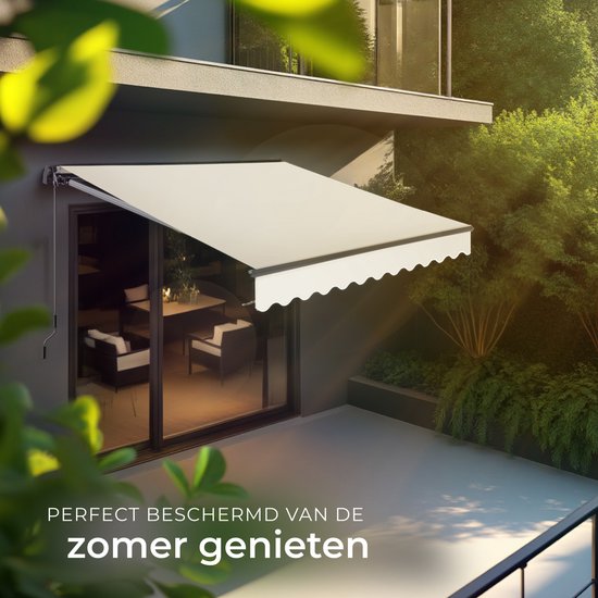 tectake® Sonnenschirm mit Gelenkarm - 250 x 200 cm - Markise - Sonnenschutz für Fenster, Balkon, Außenbereich - Wandmontierbar - Wasser- und UV-beständig - Beige