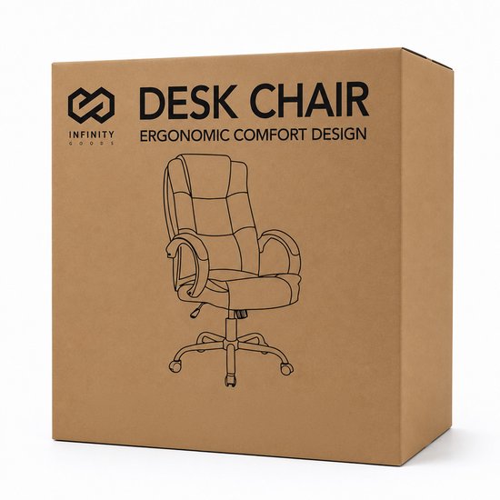 Infinity Goods Ergonomischer Bürostuhl – Office Chair – Verstellbar – 4D-Lendenstütze & Netzbezug – Bis zu 150 kg – NEN-EN1335 – Schwarz