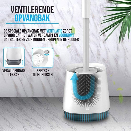 Strex Toilettenbürste Silikon mit Halter - Schnell trocknend, hygienisch und antibakteriell - Toilettenbürste - Toilettenbürstenhalter