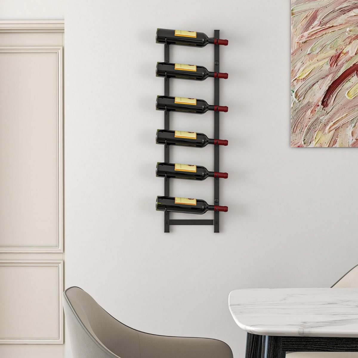 Coast Weinregal für die Wand – Platz für 6 Flaschen – Metall – schwarz