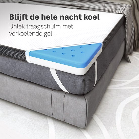 CozySense® Topper 200x200 – Matratzenauflage – Matratzenauflage – Memory-Schaum mit kühlendem Gel – CertiPUR® – mittlere Härte – 8 cm – waschbarer Bezug