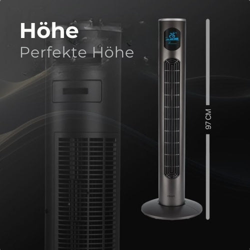 KRAFT Turmventilator - Leiser Standventilator - 97 cm - Anthrazit