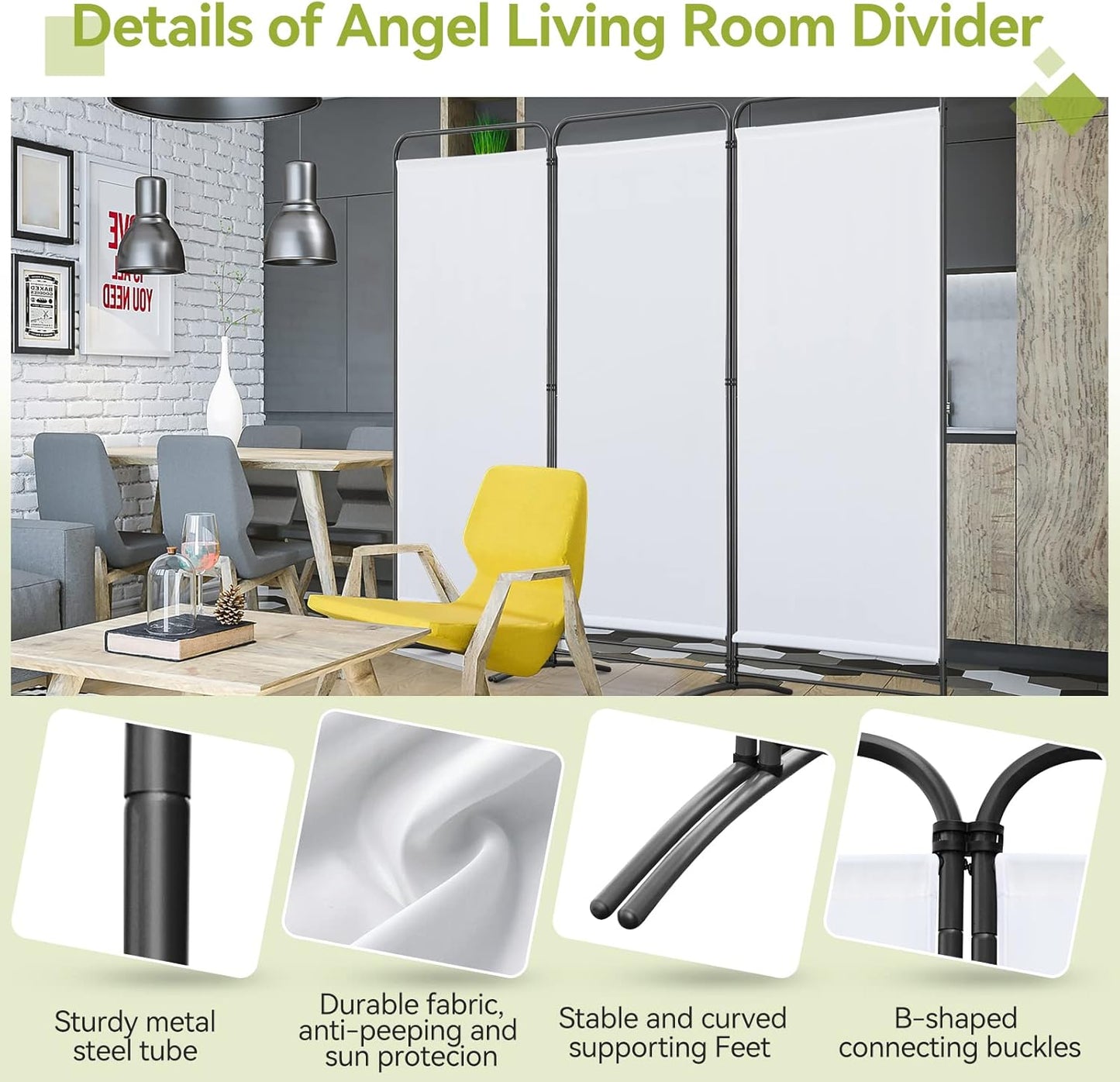 Angel Living Faltwand 3 Paneele - 243 x 180 cm - Weiß