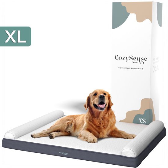 CozySense® Orthopädisches Hundekissen 100 X 70 cm - Größe XL - Wasserdicht - Geeignet als Sitzkissen & Hundebett - Waschbarer Bezug - Weiß