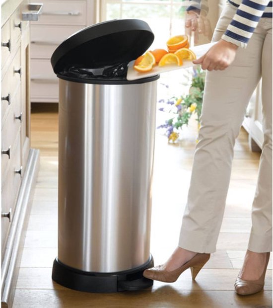 Curver Decobin – Abfallbehälter – 40 Liter – Silber Metallic