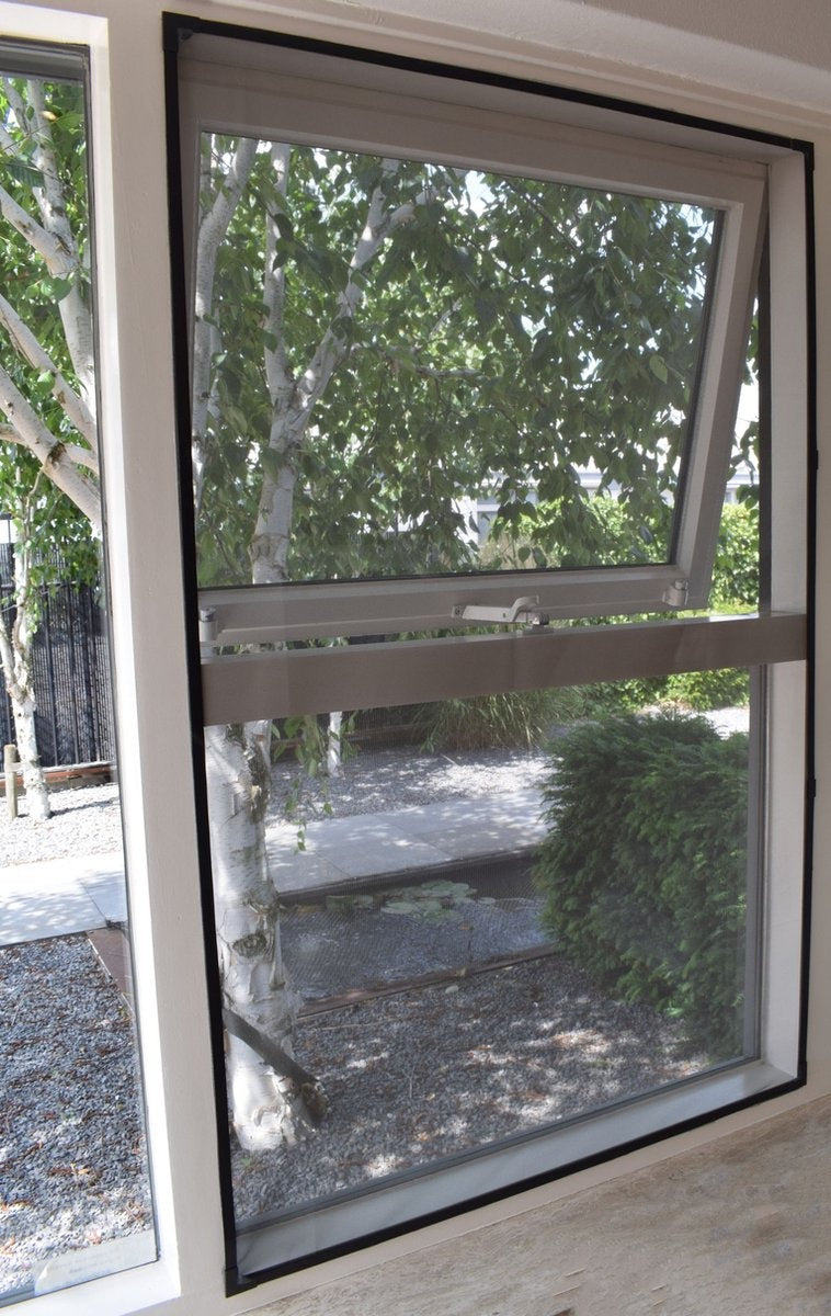 O'DADDYÂ¬Ã† Moskitonetz - Fenstergitter magnetisch rund - Maschengitter - 130 x 150 cm - Fliegengitter nach Maß - Gitter mit weißem Rand schwarze Maschen