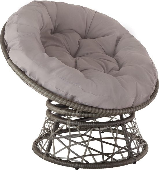 Tectake Papasan-Sessel - Aus Korbgeflecht Gargano - Poly-Rattan -  Grau