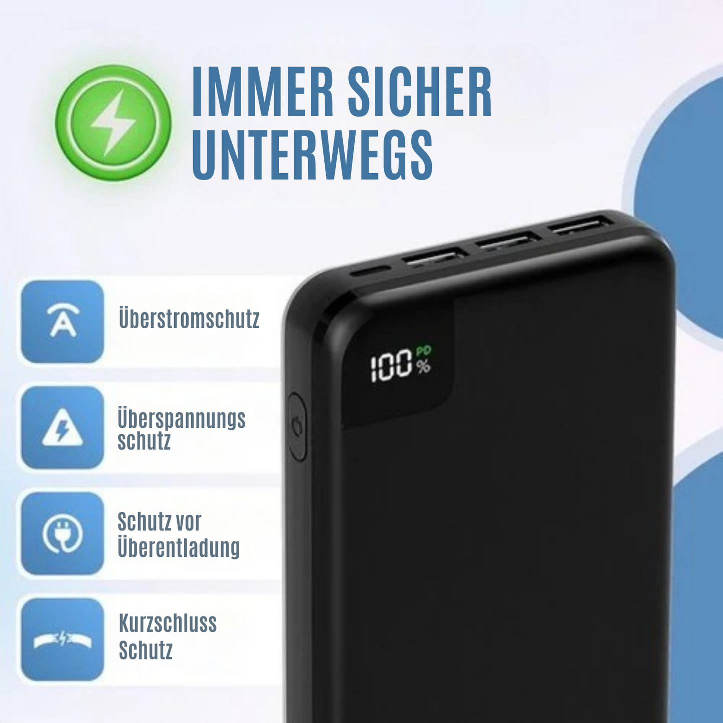 Strex - Powerbank - 27.000 mAh - 22.5W Schnellader - USB-A/USB-C - Universelle Powerbank für u.a. iPhone/Samsung - Schwarz