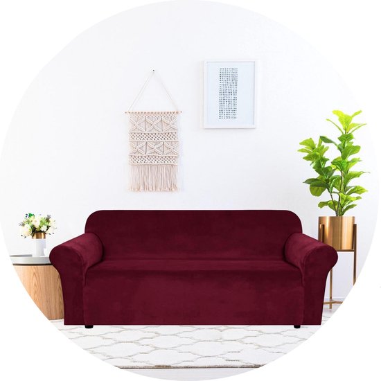 Hilvard - Sofabezug Stretch 3-Sitzer Sofas - Sitzbezug - Sofabezug - Sitzschoner Haustiere - Sofabezug - Waschbar - Rot Bordeaux