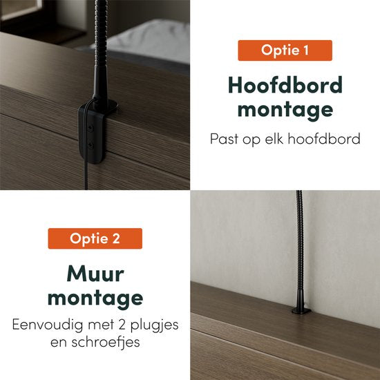 Nolt Leselampe für das Bett - Nachtlicht dimmbar - 2 Bettlampen - Bettlampe für das Schlafzimmer - Leselampen für das Kopfteil - Leselampe für Erwachsene