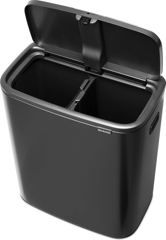 Brabantia Bo Touch Bin Mülleimer - 2 x 30 Liter - Abfalltrennung - Confident Grey