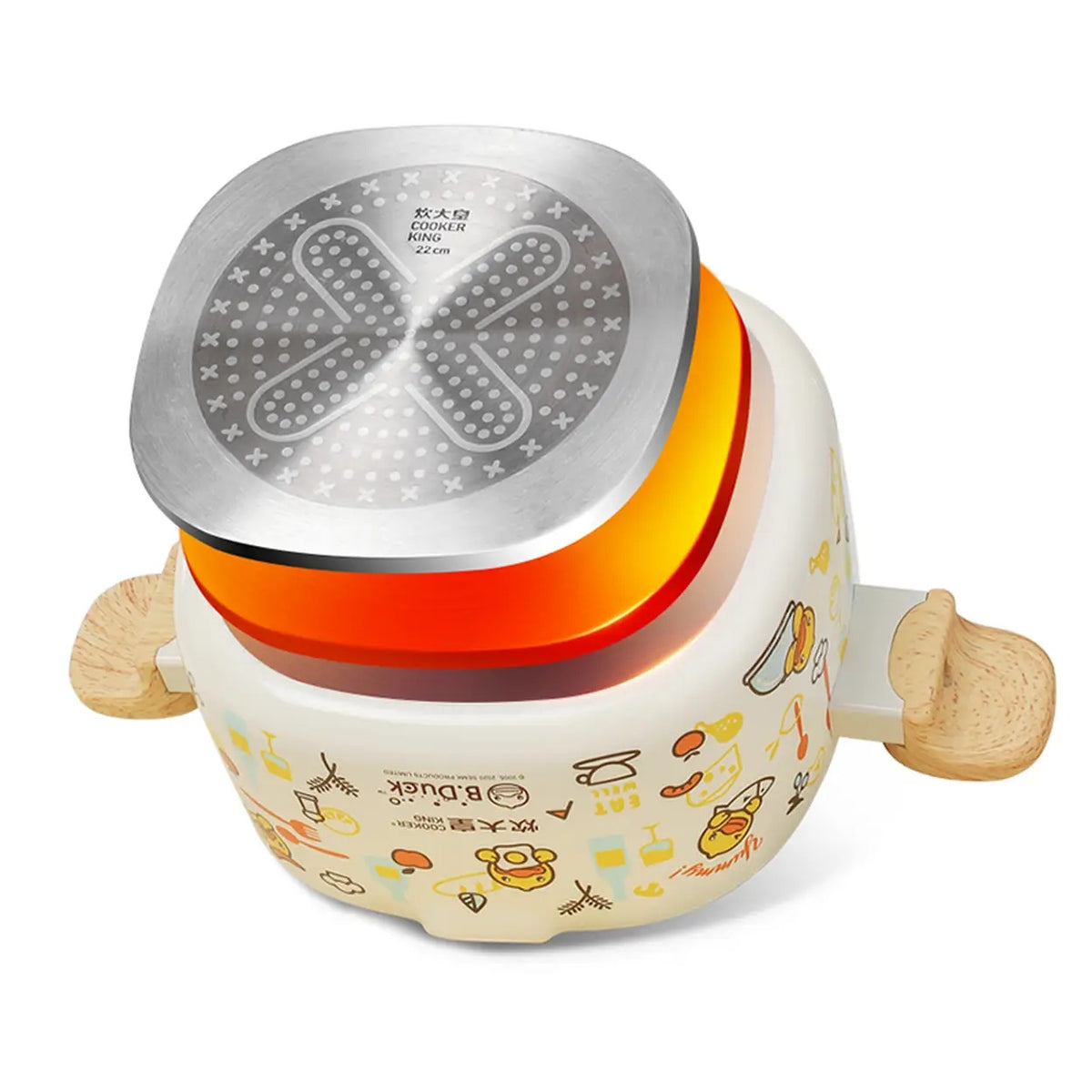 COOKER KING x B.DUCK Bratpfanne mit Deckel – Antihaftbeschichtung – 22 cm