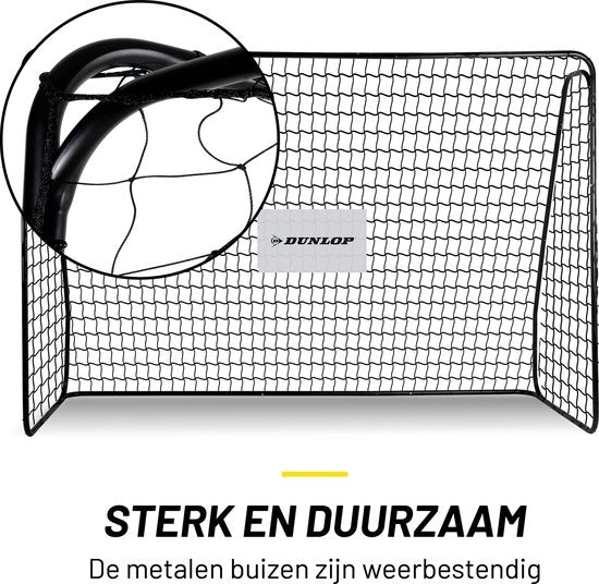 Dunlop - Fußballtor - Outdoor-Spielzeug für Kinder und Erwachsene - schnelle Montage - Metall - 300 x 205 x 120 cm - Schwarz