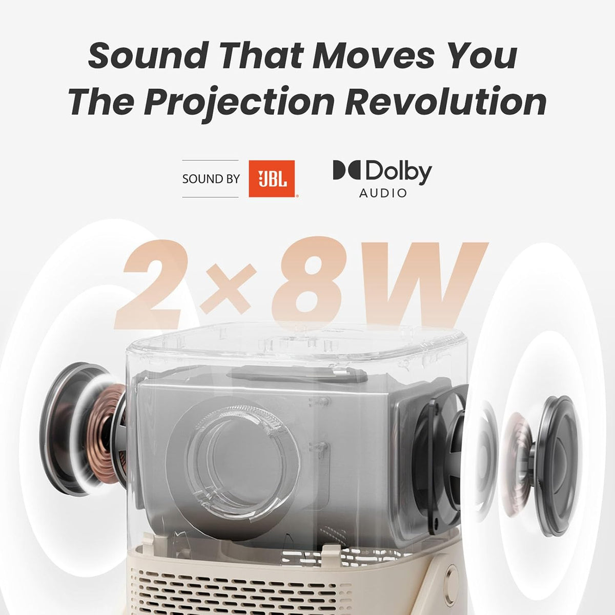Yaber T2 Outdoor-Projektor – Native 1080p – Wi-Fi 6 – JBL & Dolby Audio – Integrierter Akku – Bluetooth