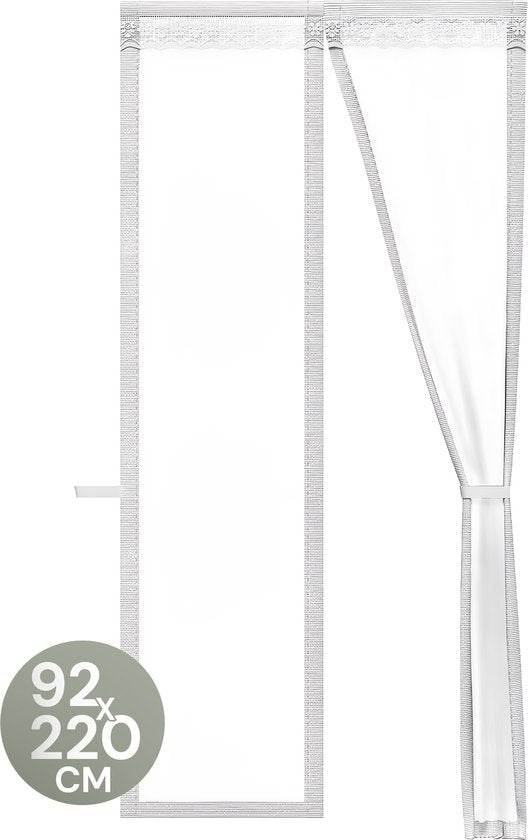 O'DADDY® Türvorhang Deluxe FIBER - Magnetischer Fliegenvorhang - Für Neubauten und Standardtüren - Einfache Installation - Türgitter Weiß - 92x220 cm