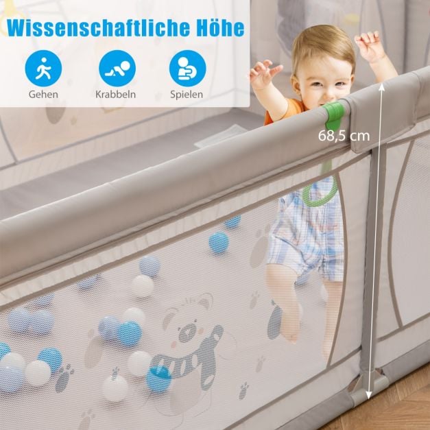 Coast Babybox mit 50 Kugeln und 2 Reißverschlusstüren – Grau – 205 x 147 x 68,5 cm
