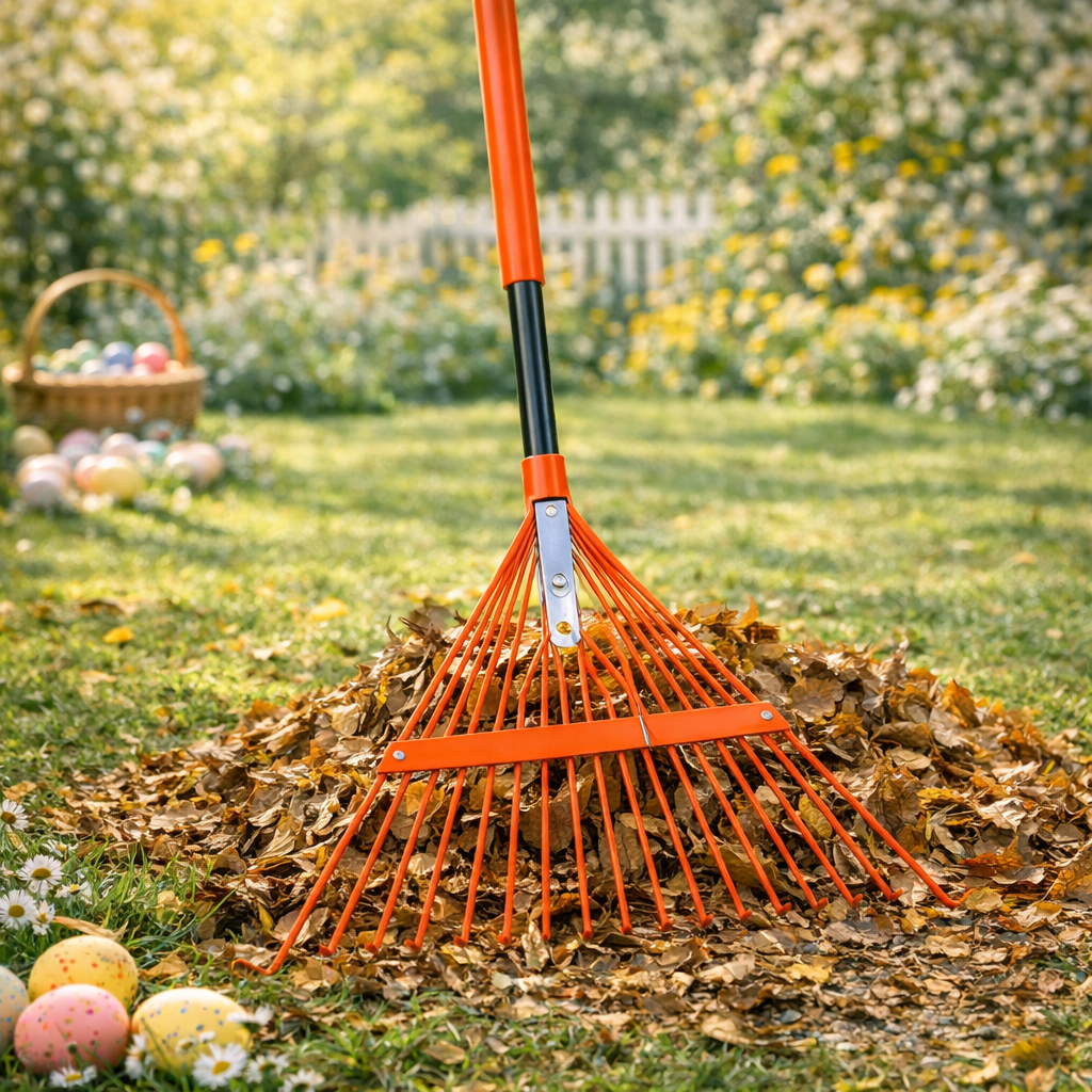 BLACK+DECKER Gartenrechen  - 164 x 60 x 3 CM - Mit Komfortgriff - Rückfedernder Rechen - Orange/Schwarz