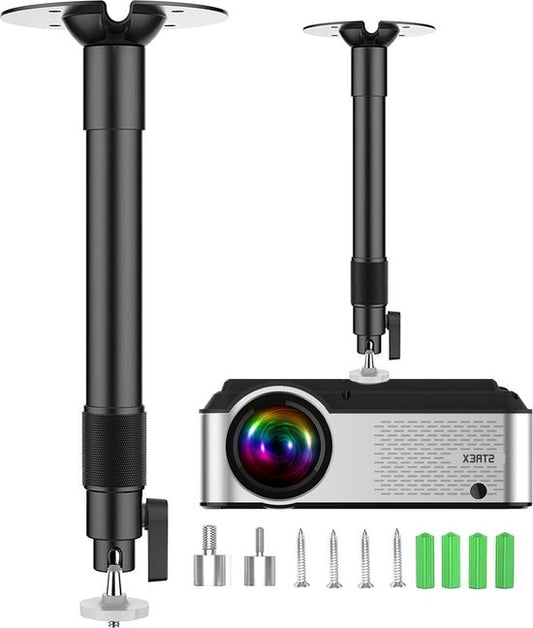 Strex Beamer Stativ - Beamer Halterung - Deckenhalterung für Beamer - Verstellbar - 26/40 CM - 5KG Tragkraft