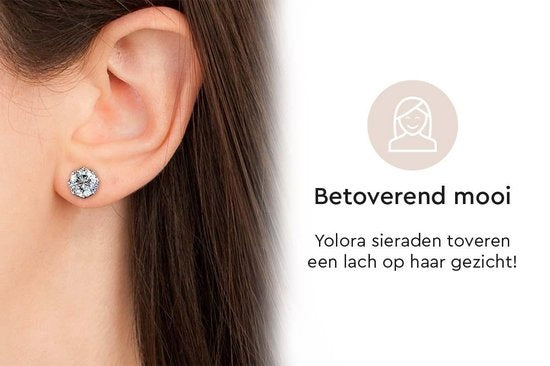 Yolora Damen Ohrringe - Runde Kalpa Camaka Kristalle - Silber - 18K Weißgold vergoldet - Damen Ohrstecker Silber - Ohrstecker - Schmuck - Luxus Geschenkbox - Geschenkbox - Geschenkbox - Schöne Geschenkverpackung - Geschenk zum Muttertag