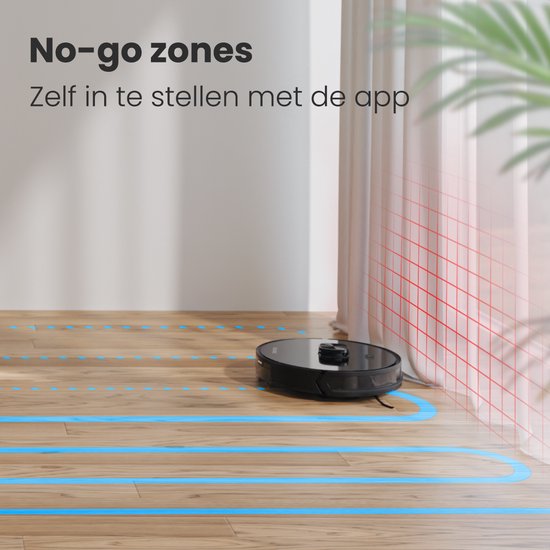 Auronic Staubsaugerroboter - mit Wischfunktion - WiFi und App - Ladestation - Haustiere - Wischroboter - Lasernavigation - Schwarz