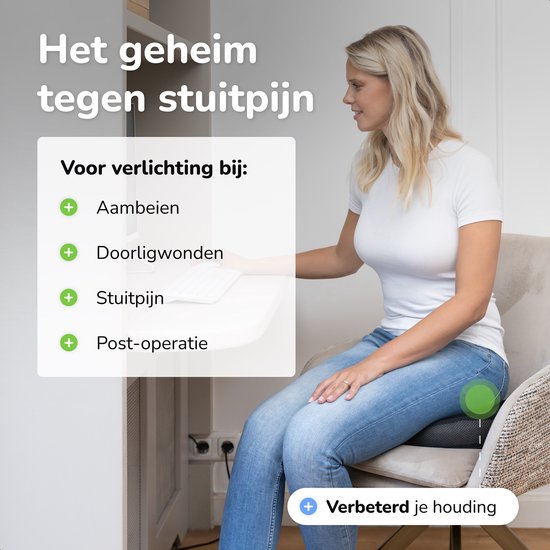Sitzkissen Orthopädisch - Donut Kissen - Bounce - Ergonomisch - Memory Schaum - Für Auto, Bürostuhl & Sofa - Alyze