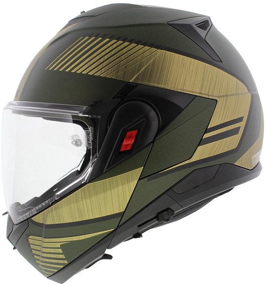 SHARK Oxo Sikter Mattgrün Chrom Gold GUQ Systemhelm – Größe XL – Helm
