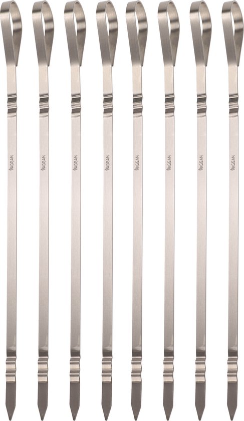 Vaggan Grillspieße – 8 Stück – Edelstahl – 41 cm – Fleischspieße – Grillzubehör