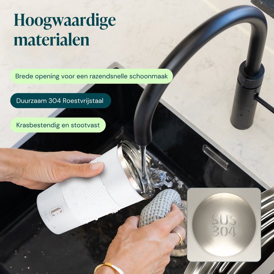 Castagnola Thermobecher – Kaffeebecher für unterwegs – Reisebecher für Kaffee und Tee – Teebecher – 510 ml – Edelstahl – Weiß