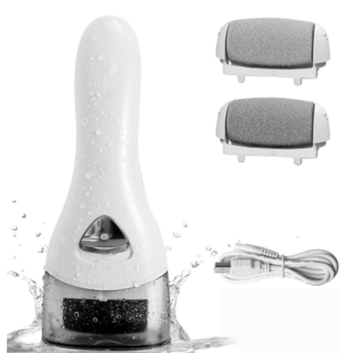 MAKS MYB-116 Elektrische Fuß- und Fersenfeile - Kabellos & USB aufladbar - Mit LED & 2 Feilenköpfen - Weiß