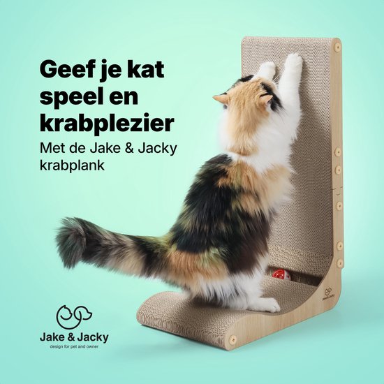 Jake und Jacky Kratzpappe für Katzen mit Spielball - Kratzbaum Pappe - Kratzbrett - Kratzkorb - Kratzmöbel - Kratzmatte aus Pappe - Katzenkorb - Katzenbett - 60x26.4x40 cm