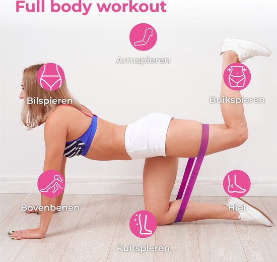 Nuvance - Widerstandsbänder Set inkl. Tragetasche - 5er Set - Widerstandsbänder - Fitness Elastic - inkl. eBook - Pink