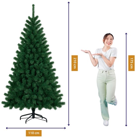 Arti Casa Kunst-Weihnachtsbaum 210 cm – Fichte für Weihnachten mit Weihnachtsbaumständer – Weihnachtsbaum aus Kunststoff – Weihnachtsdekoration für den Innenbereich – Grün