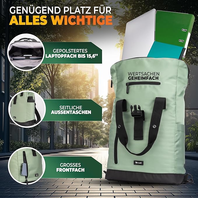 MIVELO Fahrradrucksack & Gepäcktasche - Wasserdicht & 22 Liter - Mint