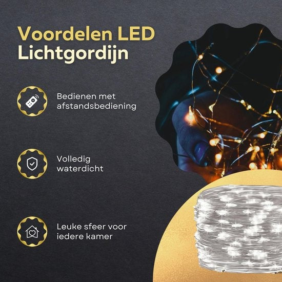 Giftmas LED-Lichtvorhang - draußen & drinnen - Inklusive Fernbedienung - 8 Modi, 300 LEDs - 3x3m
