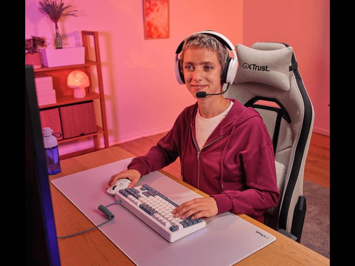 Trust GXT 723 Ruya Gaming-Stuhl – Bequemer Stoffbezug – Beige